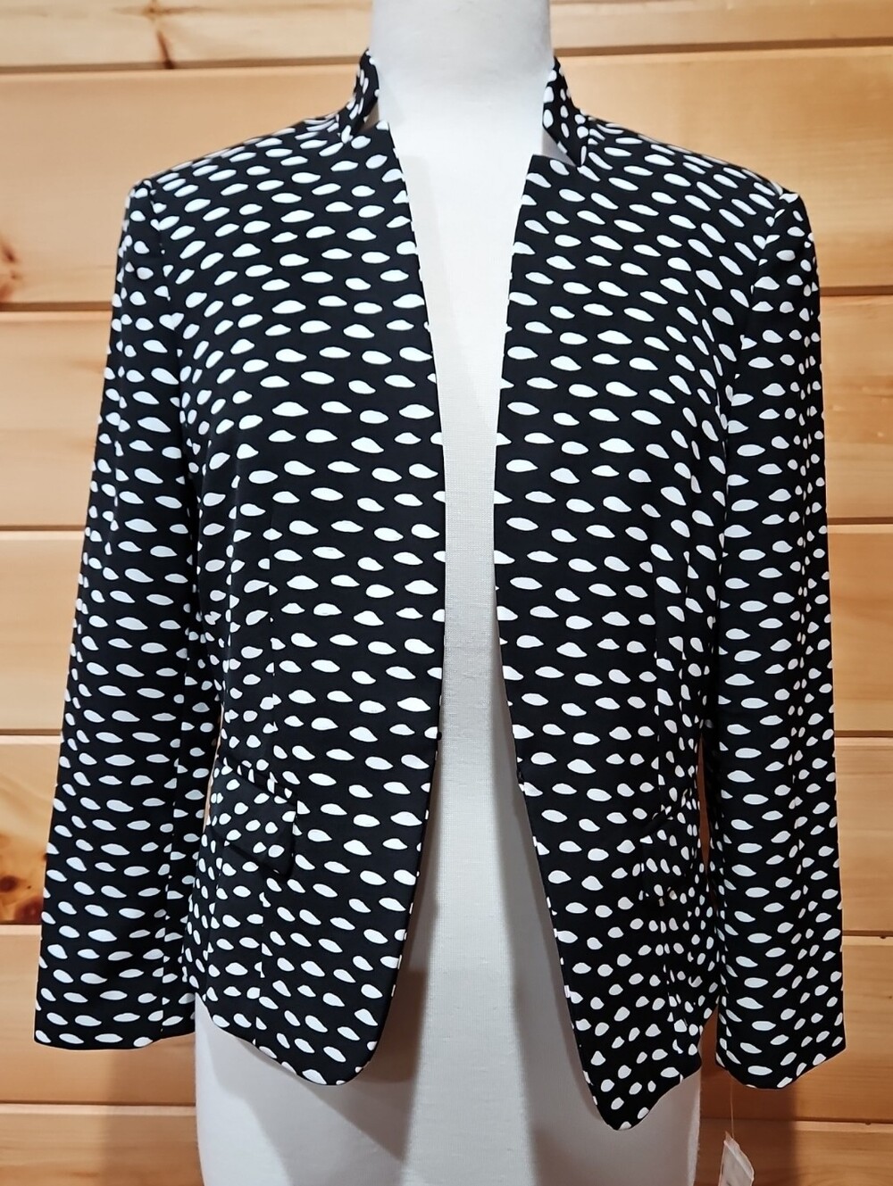 Nine West Black & White Dot Open-Front Women's Blazer Size 6